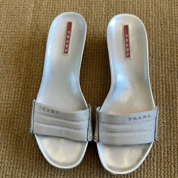 Authentic Prada silver slide sandals - Picture 2 of 9